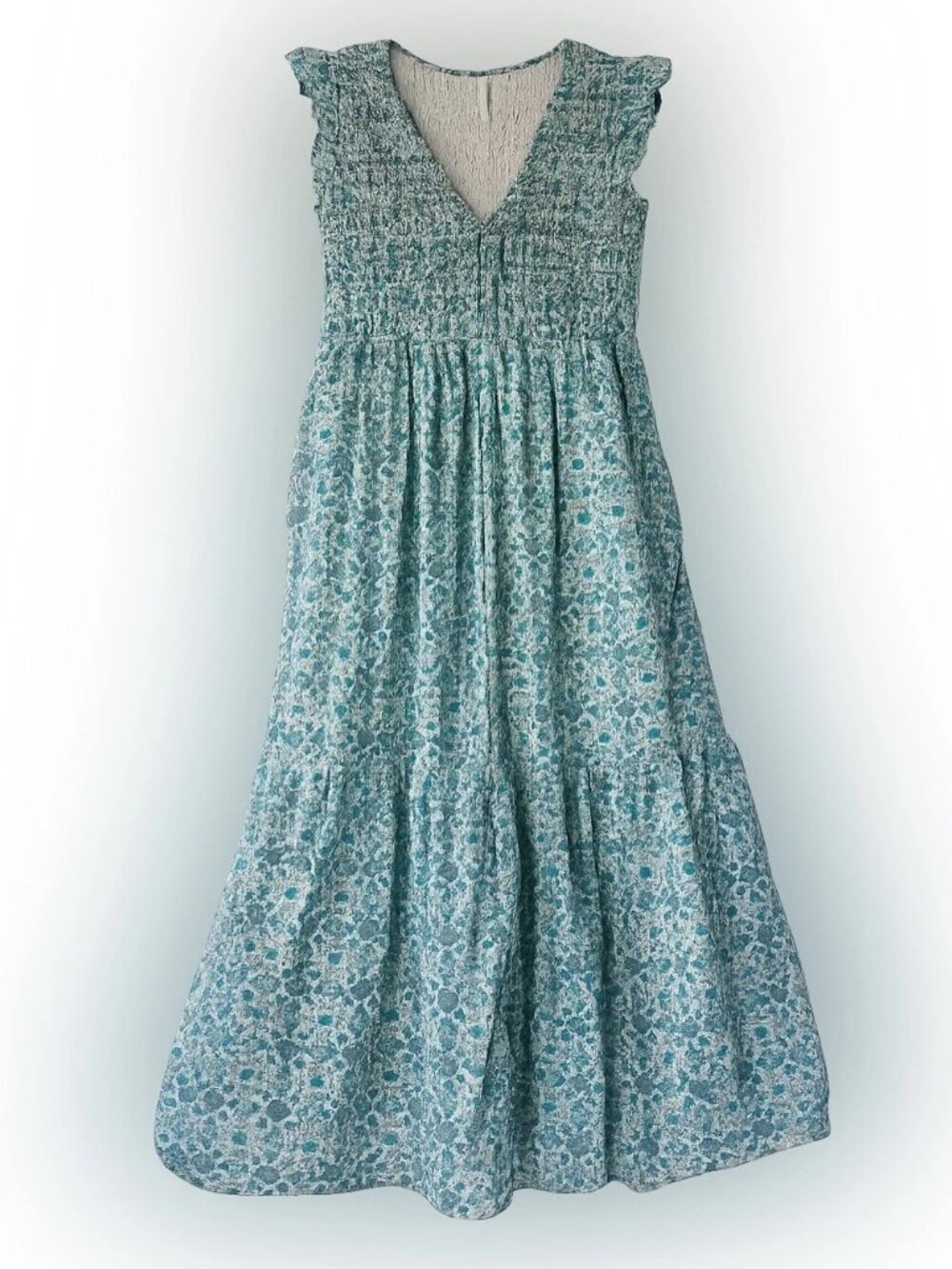 Anthropologie Peregrine Maxi Dress Teal Floral - Picture 2 of 4